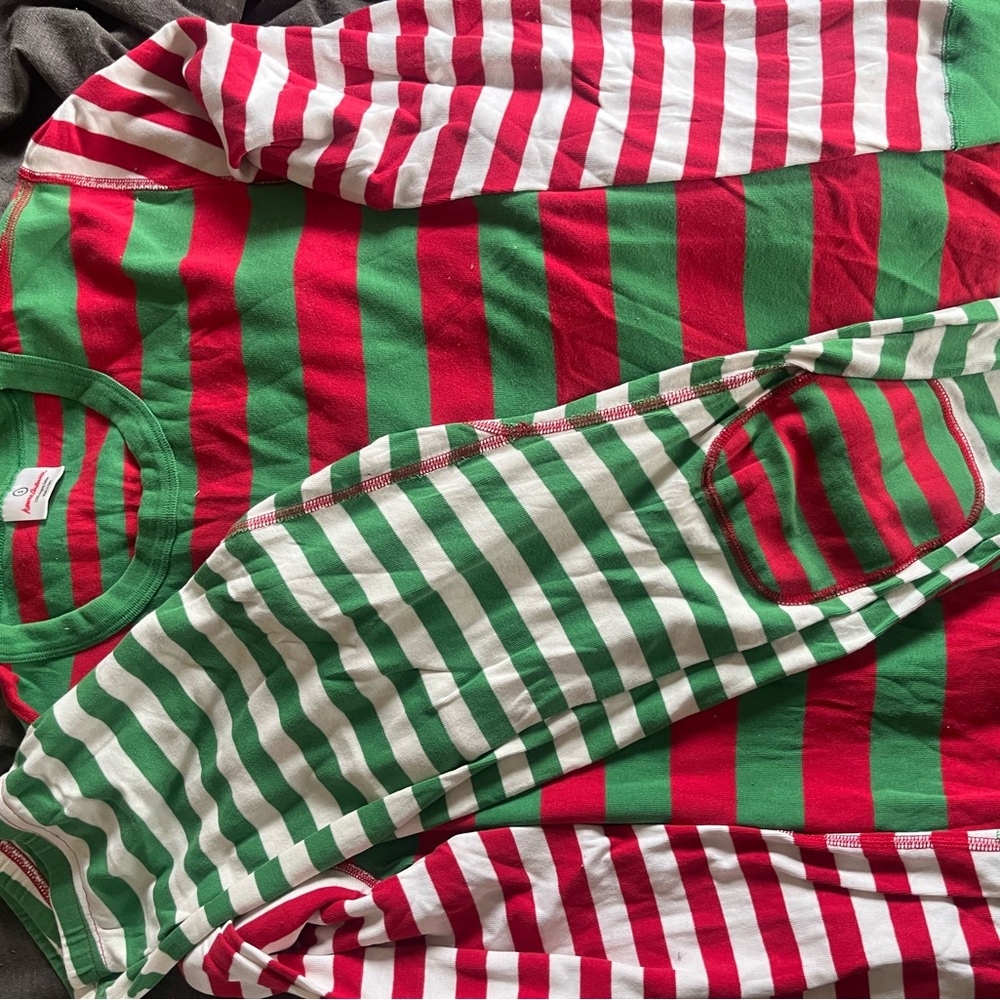 Red and Green Striped Long Sleeve Pajama Set